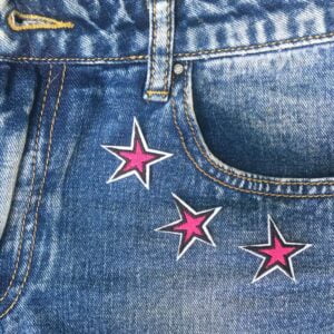 Tre rosa stjerner Strykemerker bukser