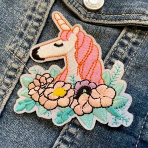 Rosa enhjørning Strykemerke stoff