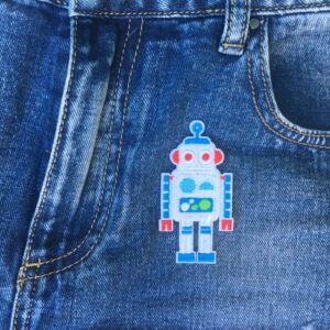 Hvit og blå robot Strykemerke bukser
